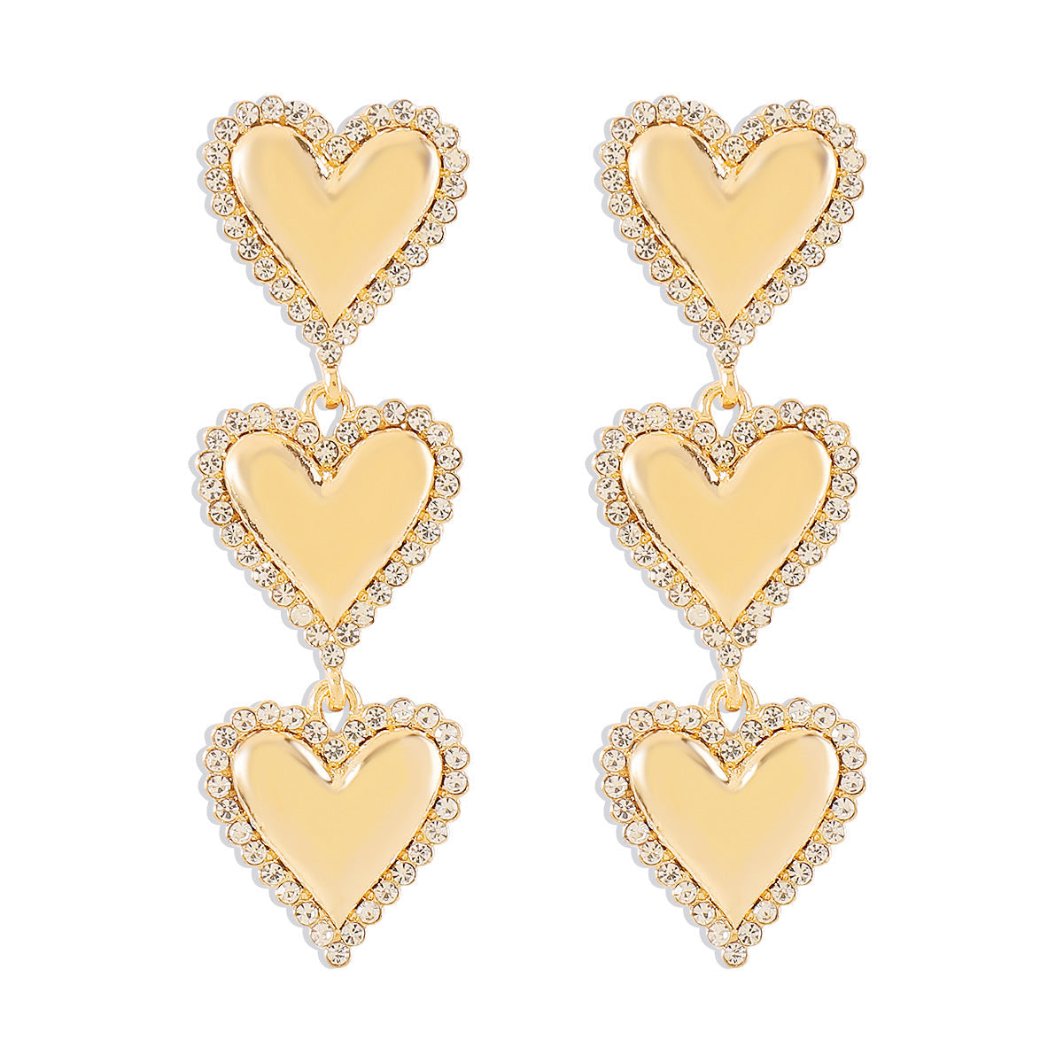 French metallic cold style multi-layered love earrings