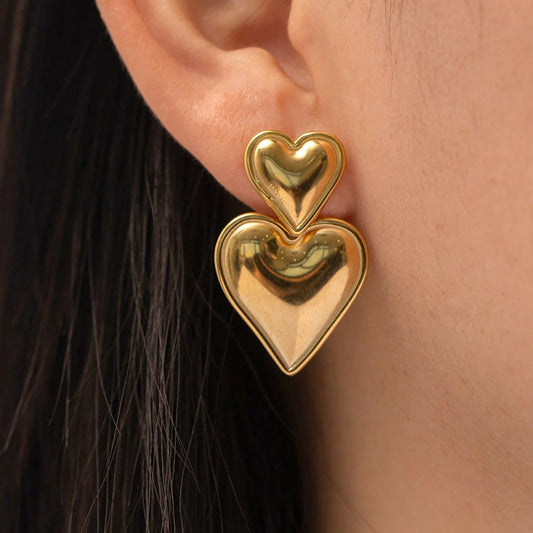 Niche Double Heart Valentine's Day Earrings
