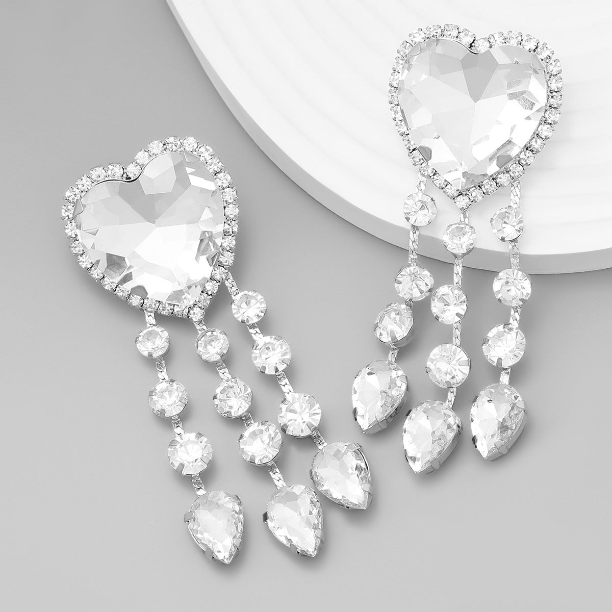 women's heart shaped tassel earrings