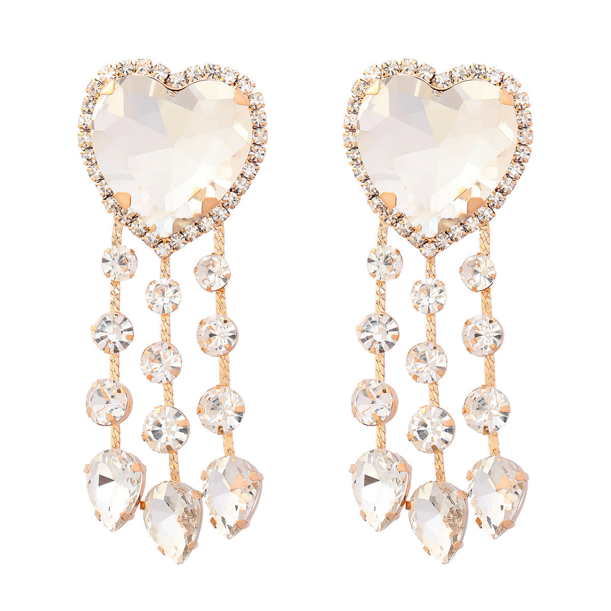 women's heart shaped tassel earrings
