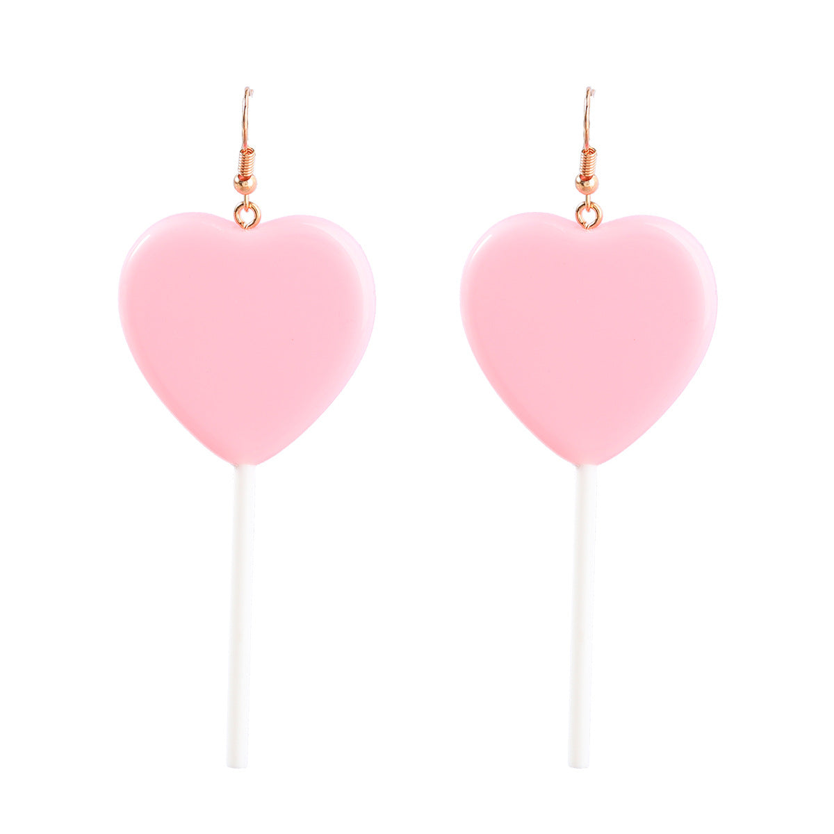 Heart Shaped Resin Lollipop Long Earrings