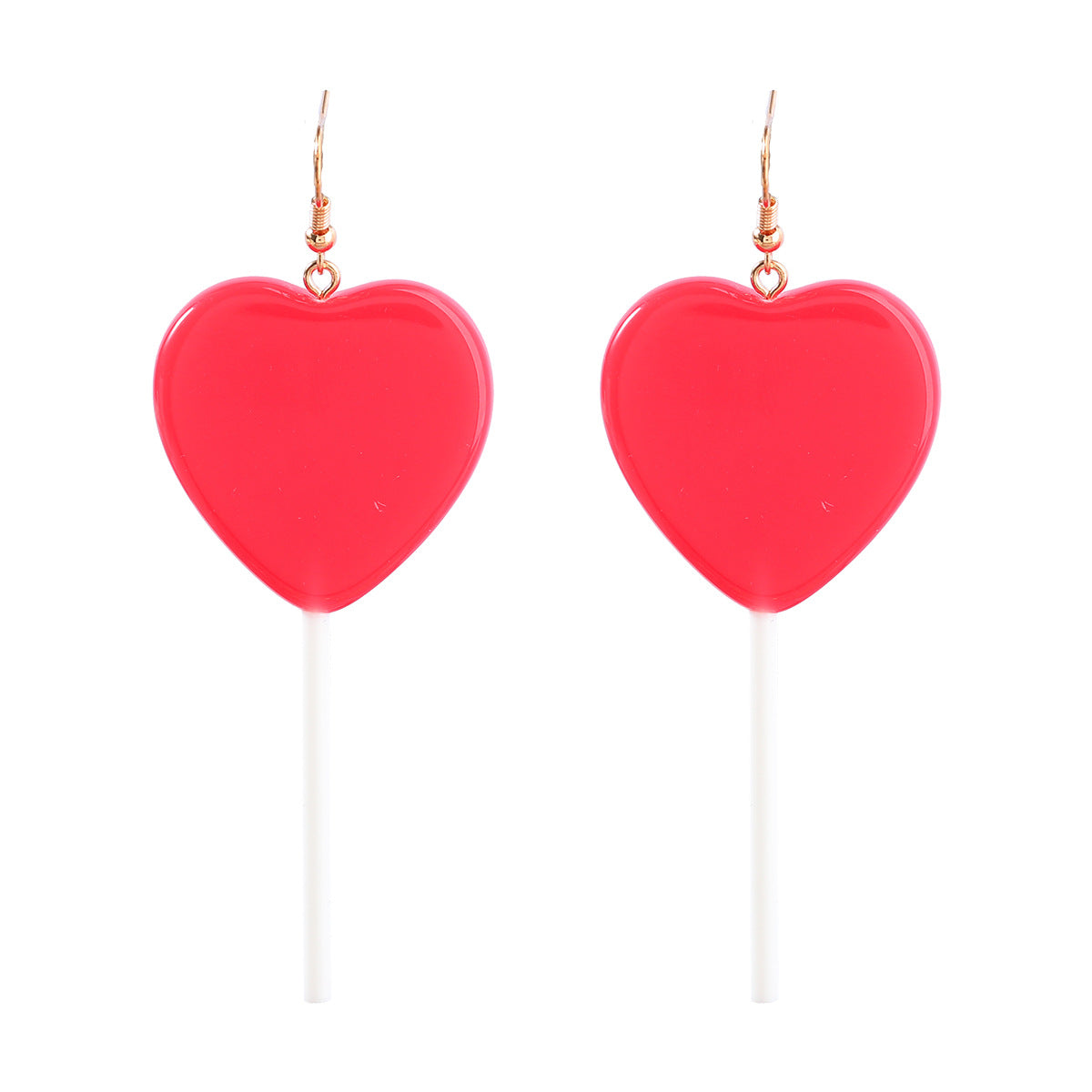 Heart Shaped Resin Lollipop Long Earrings