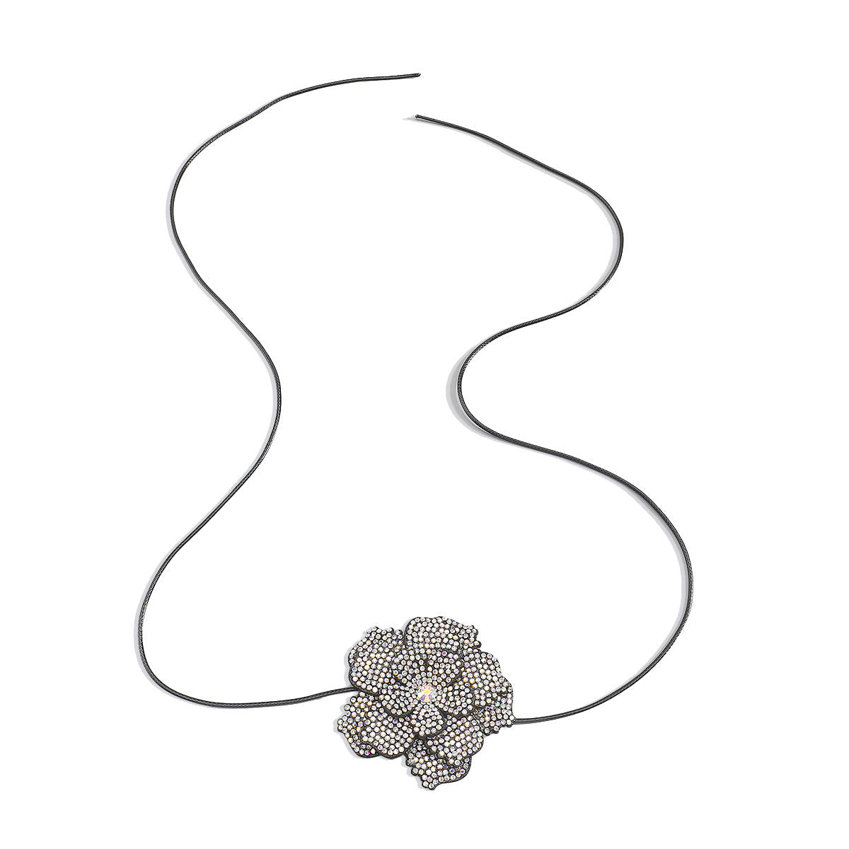 Retro full diamond choker camellia necklace