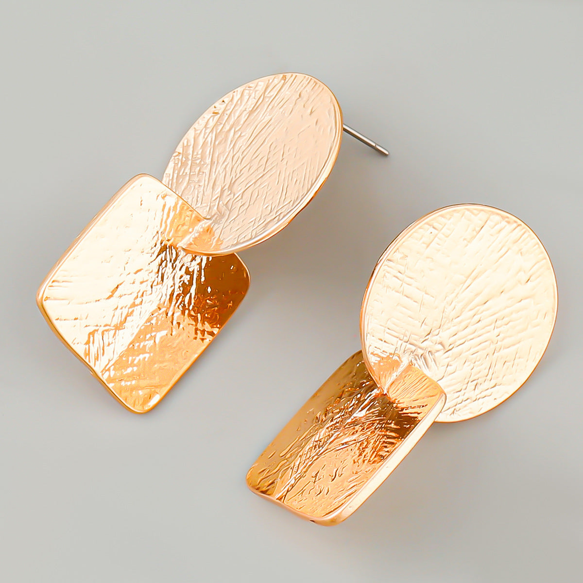 Round square exaggerated metallic earrings
