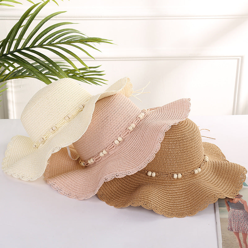 Large brim wavy edge sun hat beach sand sun hat