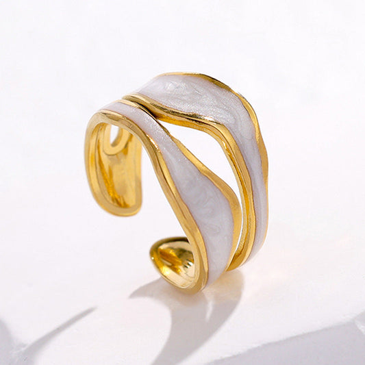 High-end light luxury 18K gold-plated open index finger ring