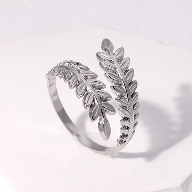 Leaf Open Titanium Steel Ring