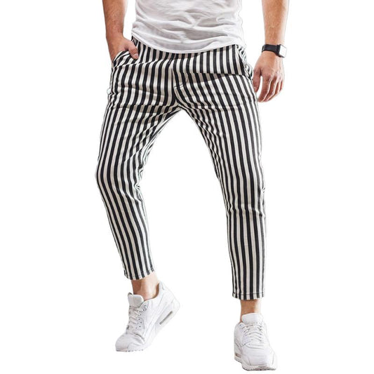 Men's Casual Striped Straight Pants 64813694Y