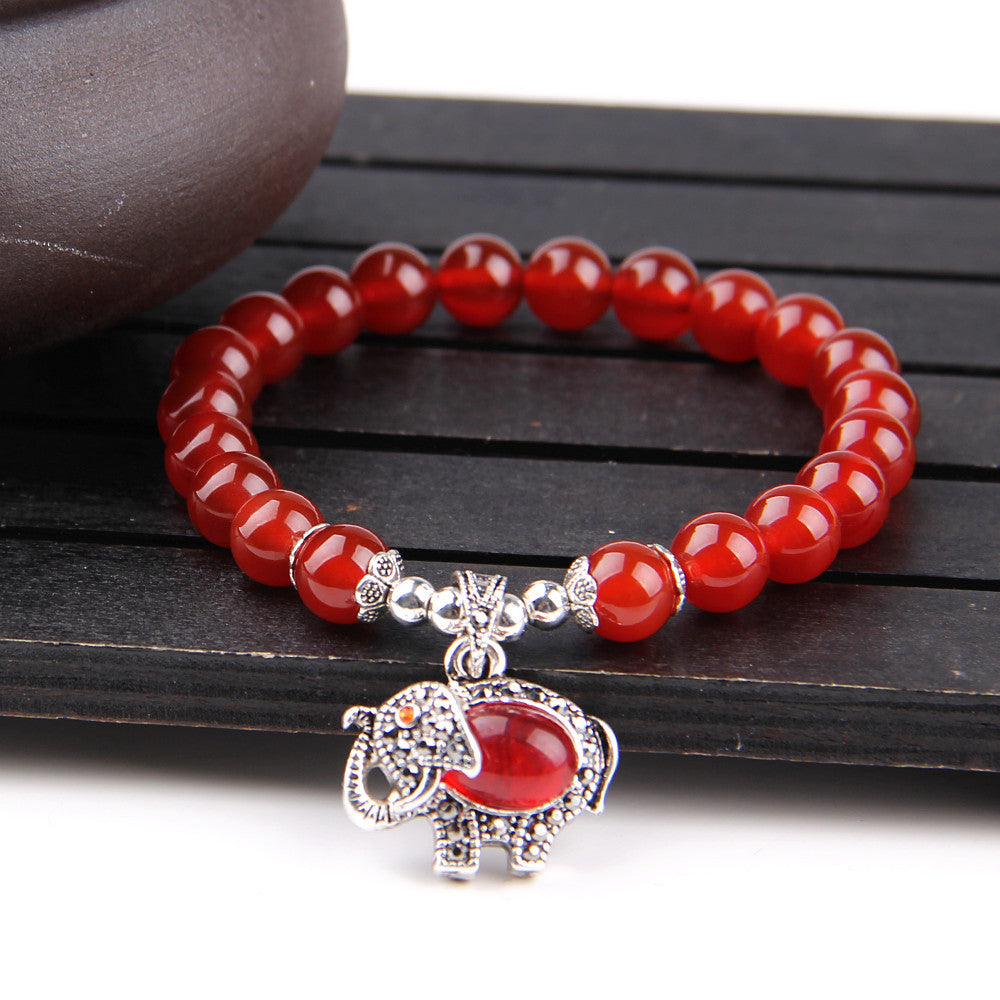 Elephant • Red agate bracelet