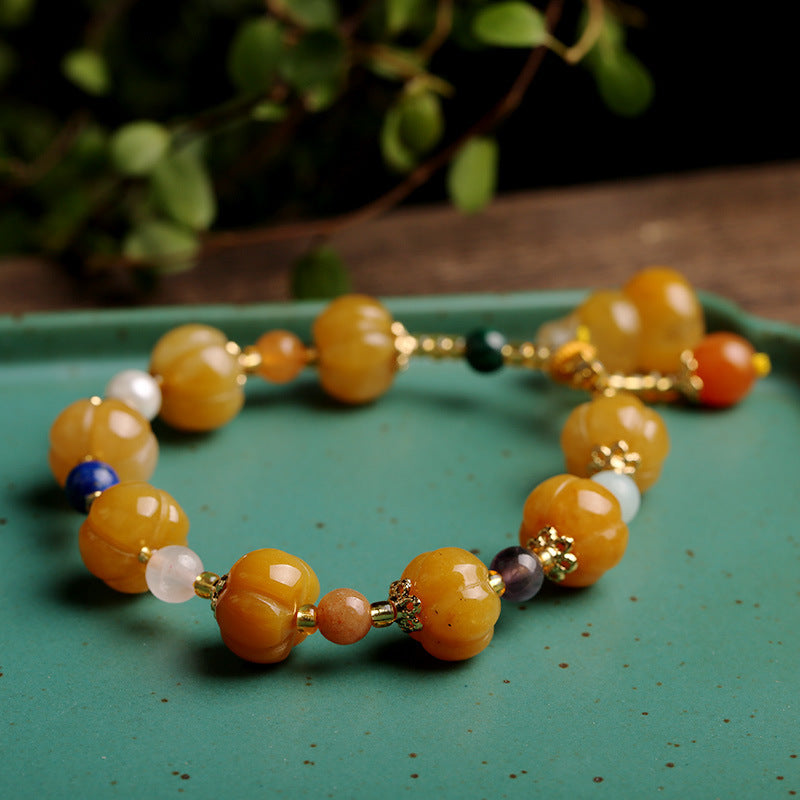 Pumpkin • Golden Silk Jade Agate Bracelet