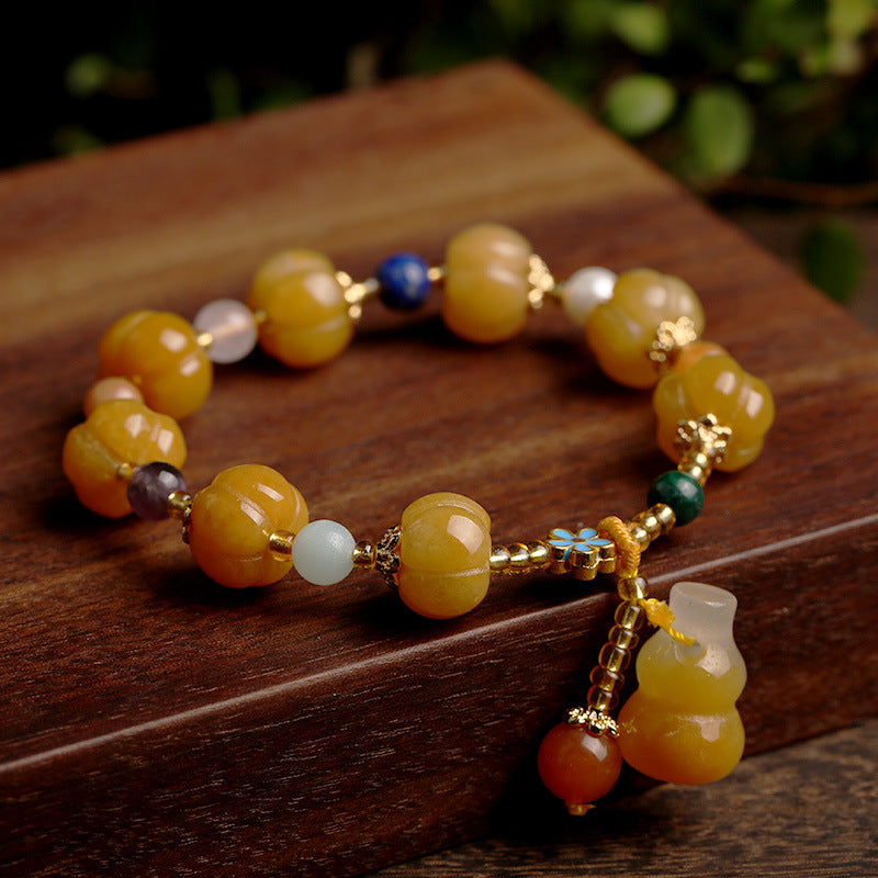 Pumpkin • Golden Silk Jade Agate Bracelet