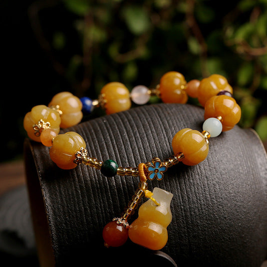 Pumpkin • Golden Silk Jade Agate Bracelet