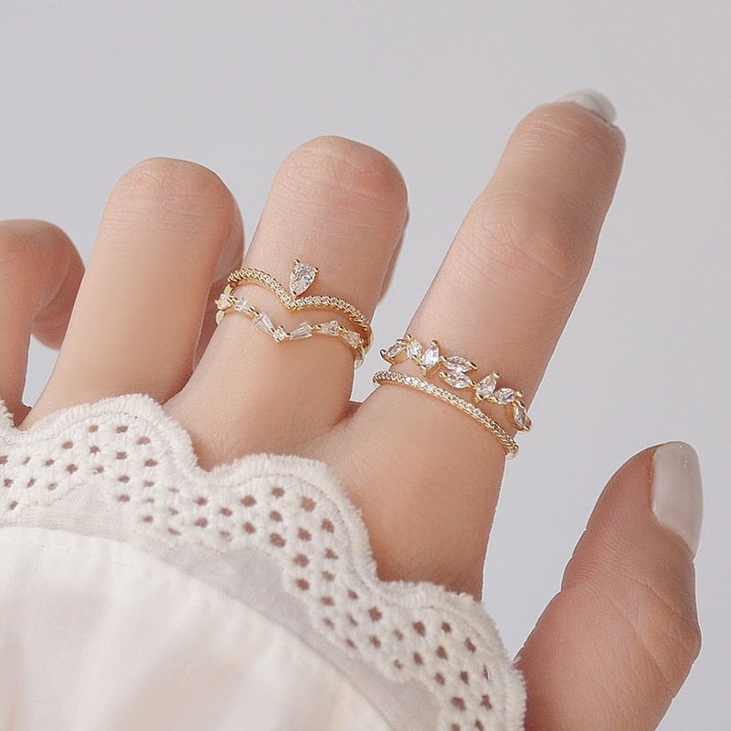 18K Gold Lilly & Mia Crystal Rings