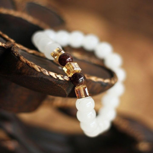 Natural White Chalcedony Positivity Bracelet