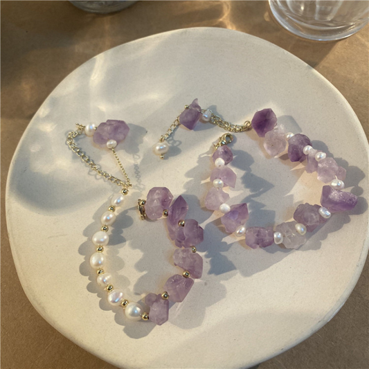 Natural Amethyst Pearl Bracelet