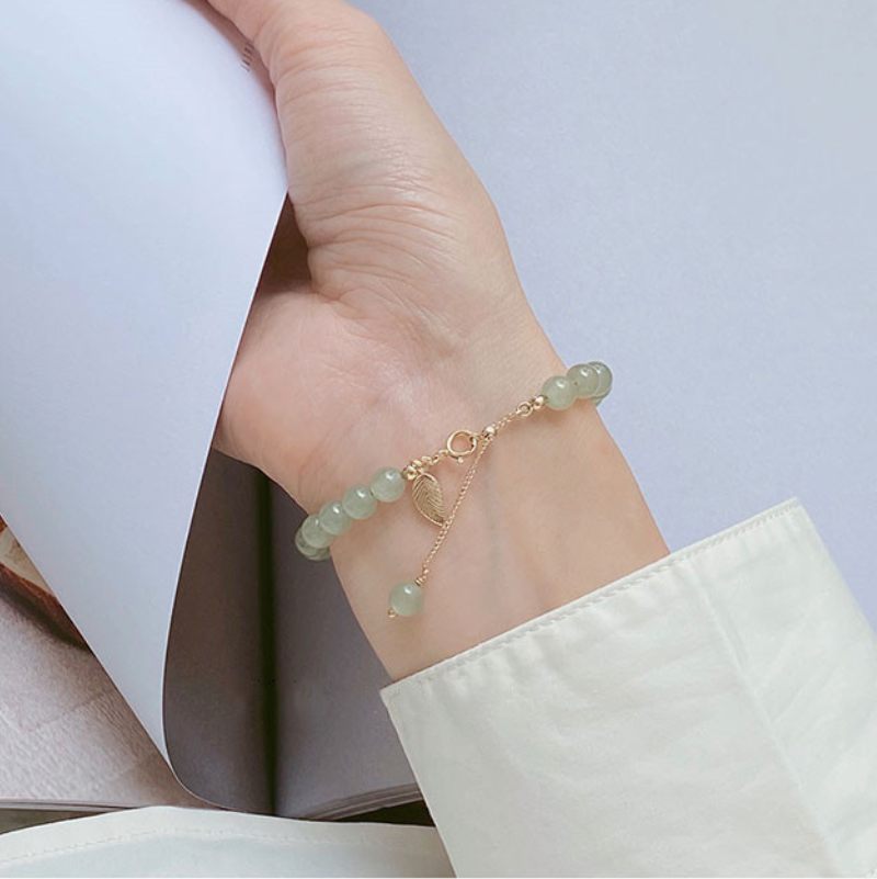 Gold Leaf•Jade Jade Bracelet