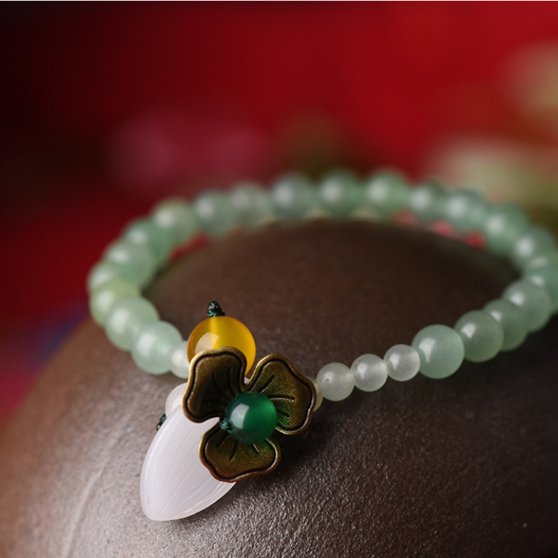 Ancient Tree Petals & Emerald Bracelet
