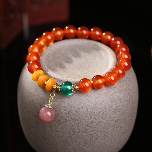 Juicy Peach • Red Agate Bracelet