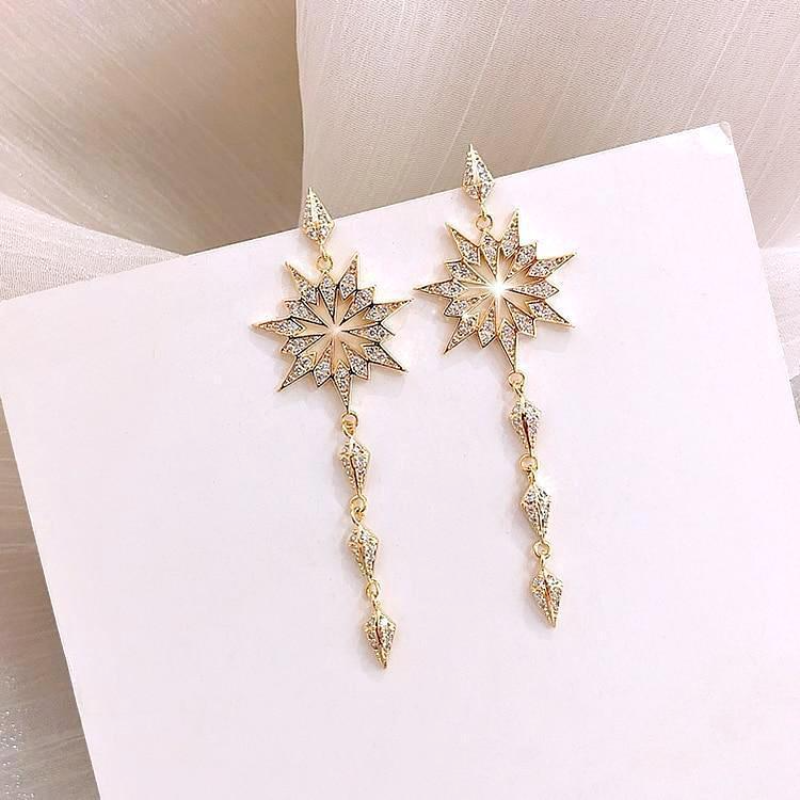 Crystal Star Tassel Earrings