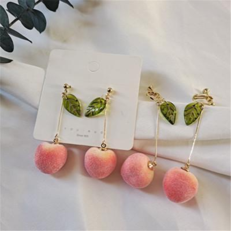 Fuzzy Peach Statement Earrings
