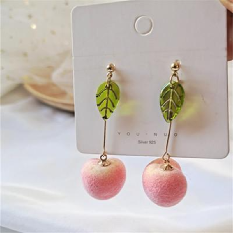 Fuzzy Peach Statement Earrings