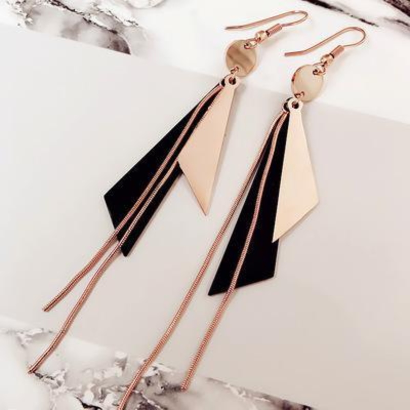 Triangle geometric tassel earring