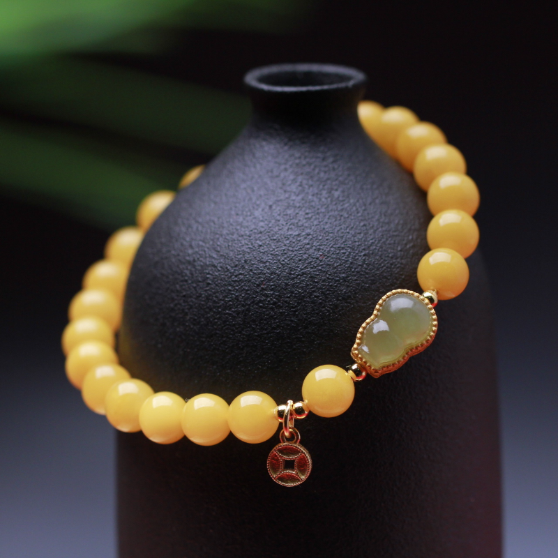 Lucky Gourd Amber Emerald Jade stone Bracelet