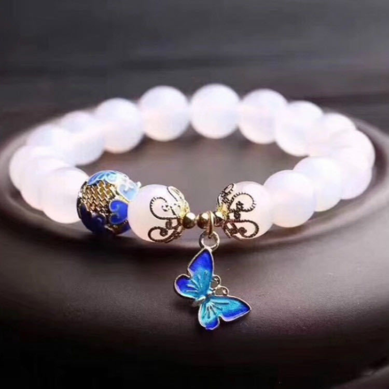 Butterfly •  Natural White Agate Bracelet