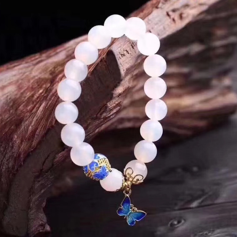 Butterfly •  Natural White Agate Bracelet