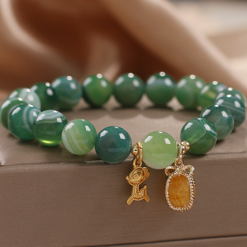 Fawn • Natural green agate bracelet