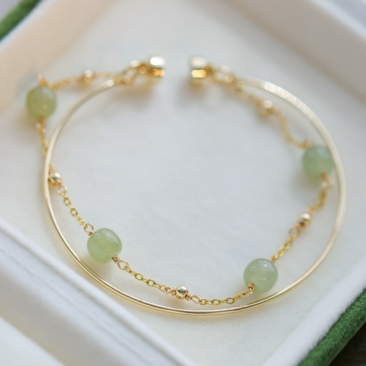 Emerald Jade stone Double Layer Fashion Bracelet