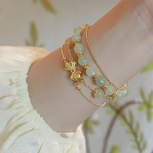 Charm • Duet Emerald Jade stone bracelet