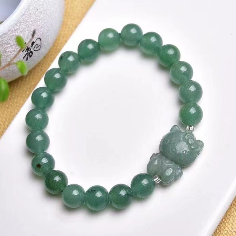 Cute Cats • Emerald Jade stone bracelet