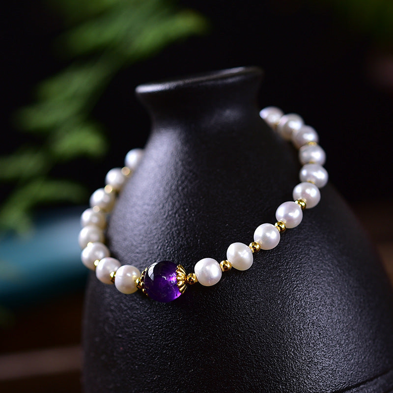 Transfer beads•Amethyst Pearl Bracelet