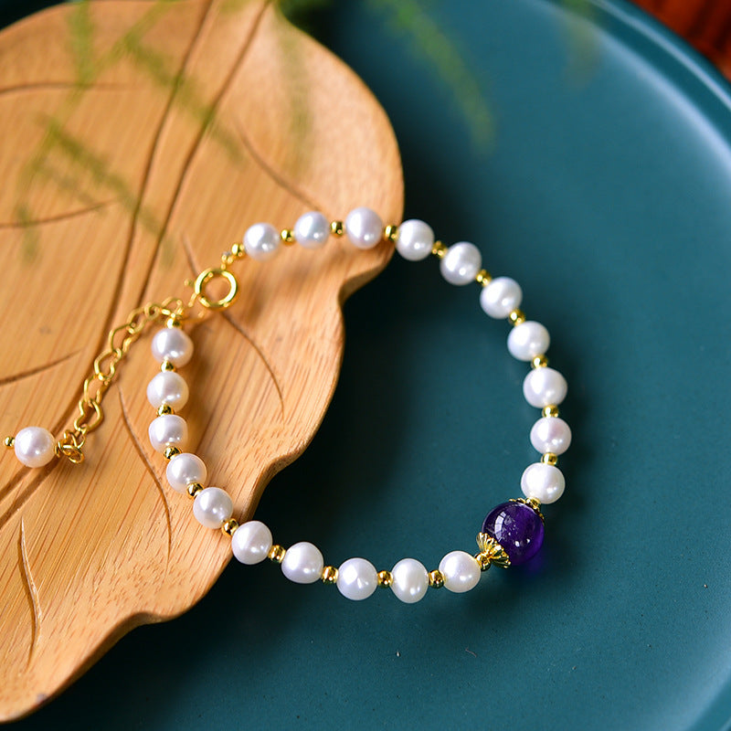 Transfer beads•Amethyst Pearl Bracelet
