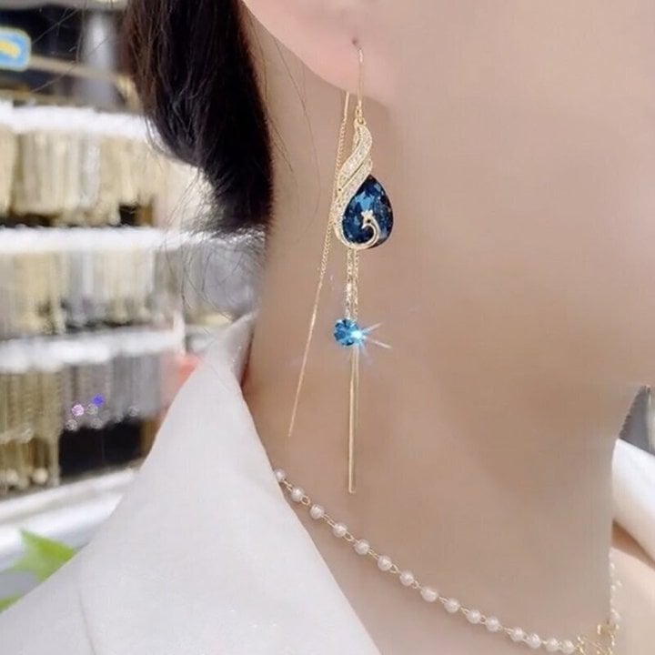 Peacock Sapphire Drop Earrings