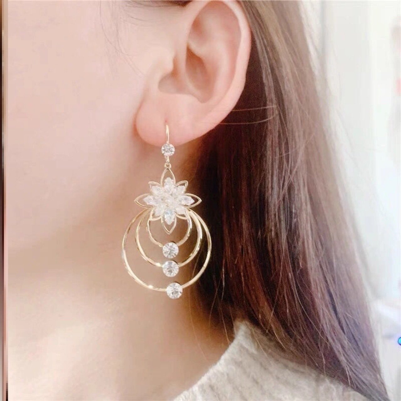 🎁2023-Christmas Hot Sale🎁  49% -Geometric multi-layered circle flower earrings