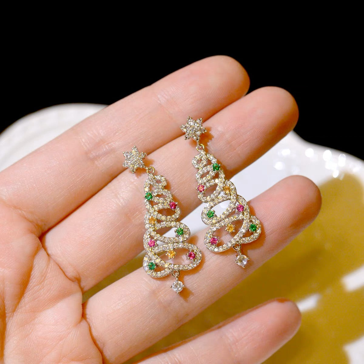 (🌲Early Christmas Sale- 50% OFF) Diamond Christmas Tree Earrings