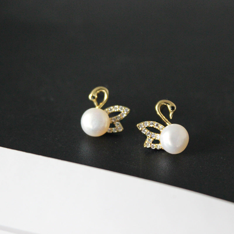 Little Swan • Pearl Zircon Earrings
