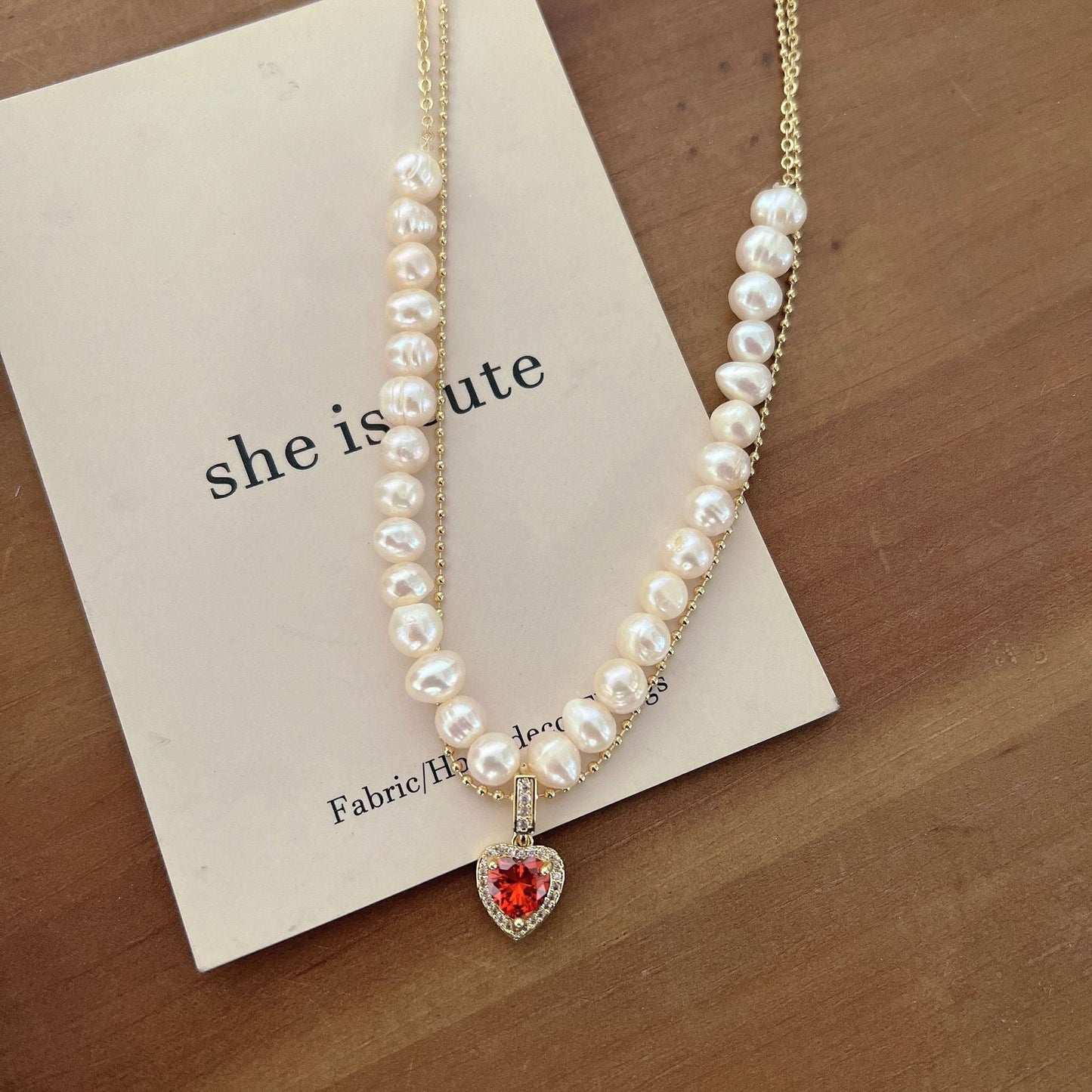 Baroque fresh water pearl love double necklace