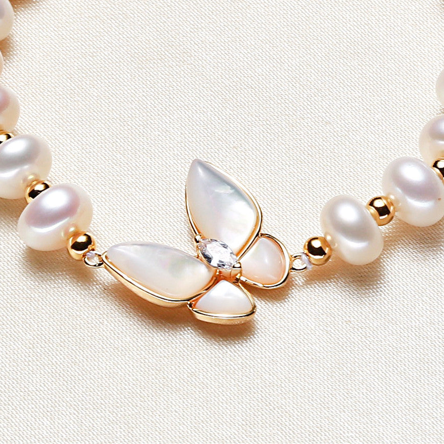 Freshwater pearl butterfly sea mothershell bracelet