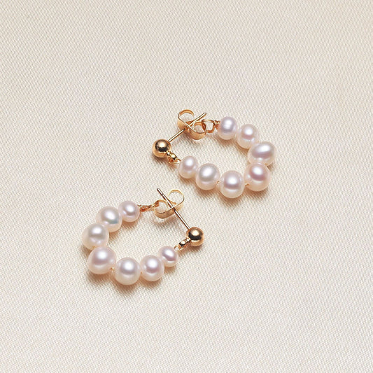 Freshwater pearl chain handmade earrings