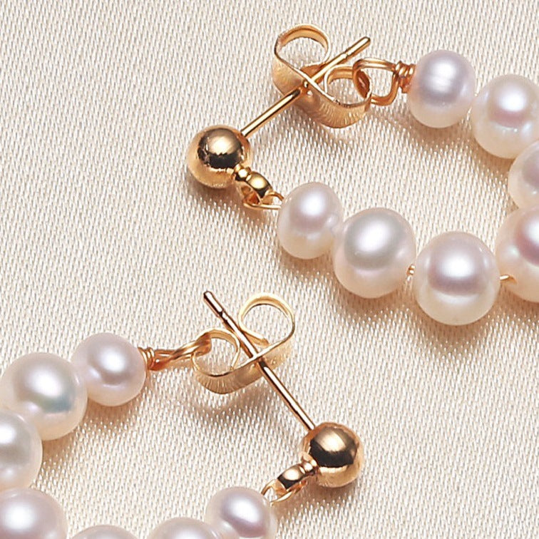 Freshwater pearl chain handmade earrings