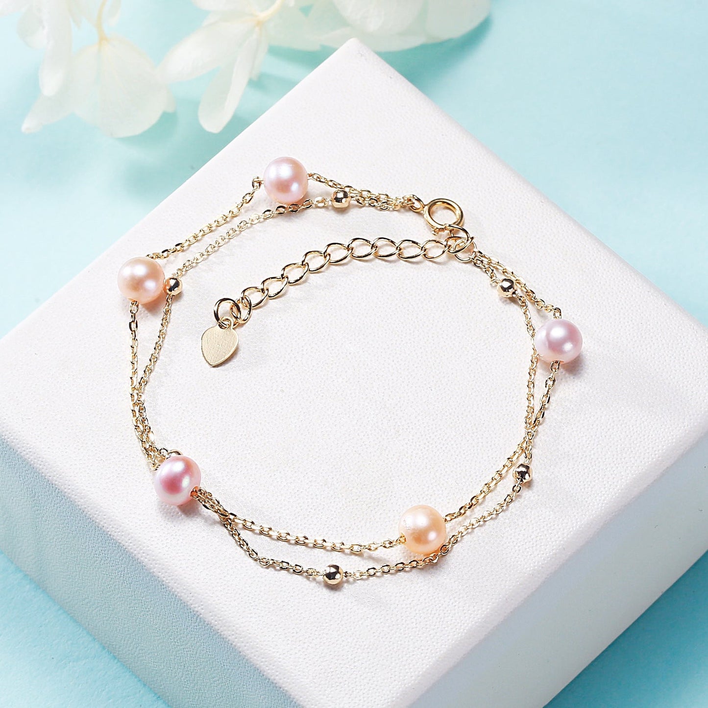 Freshwater pearl multi-layer wear pearl adjustable bracelet