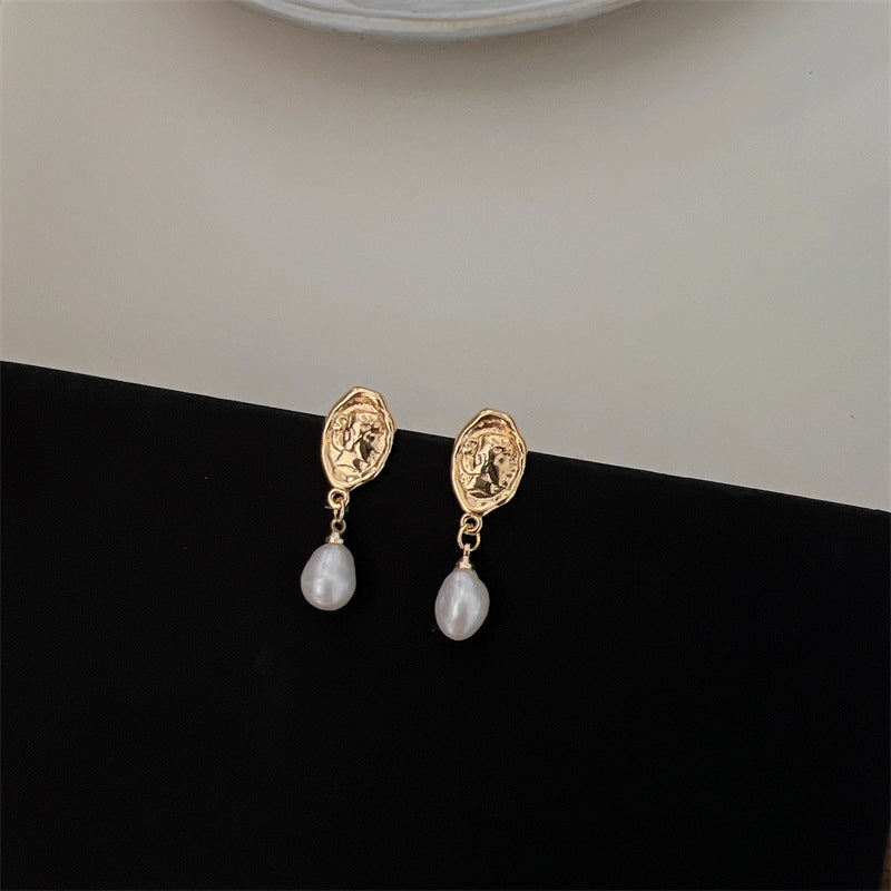 Freshwater pearl pendant gold plated earrings