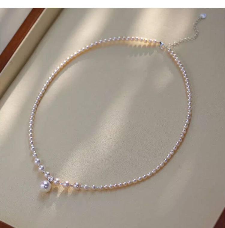 Full pearl edition shredded sterling silver necklace