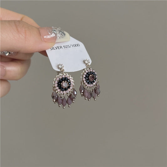 Moroccan style vintage crystal fringe ethnic earrings
