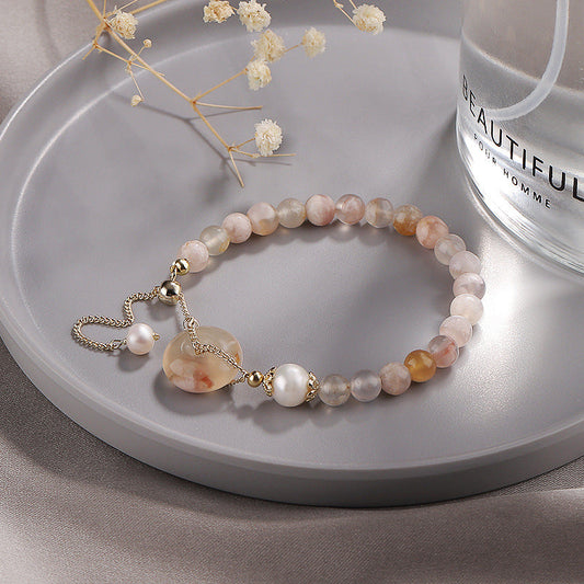 Lucky Buckle •  Natural Sakura Agate Bracelet