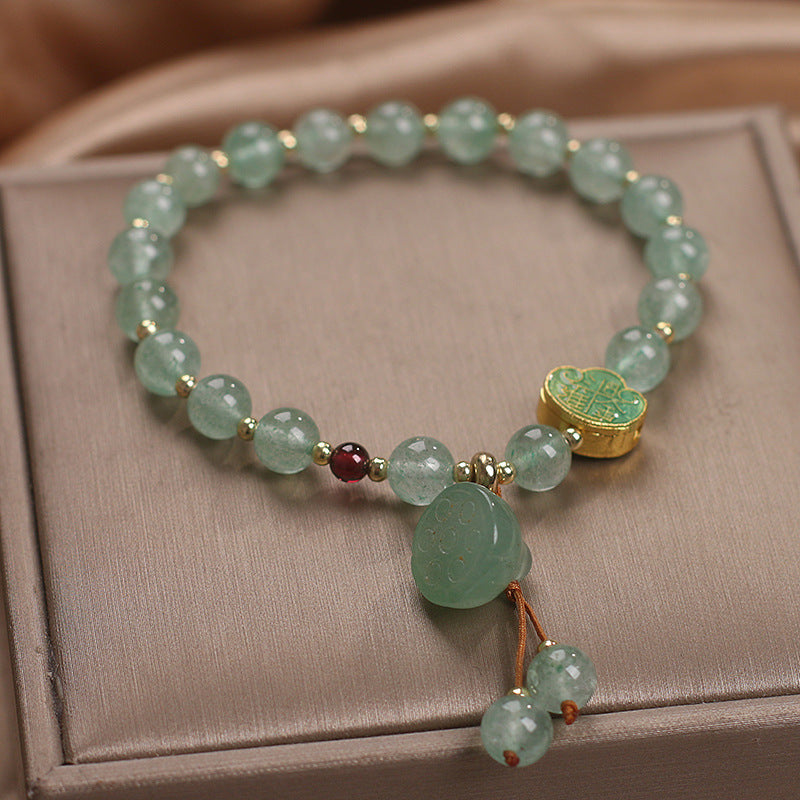 Lotus Flower • Green Strawberry Crystal Bracelet