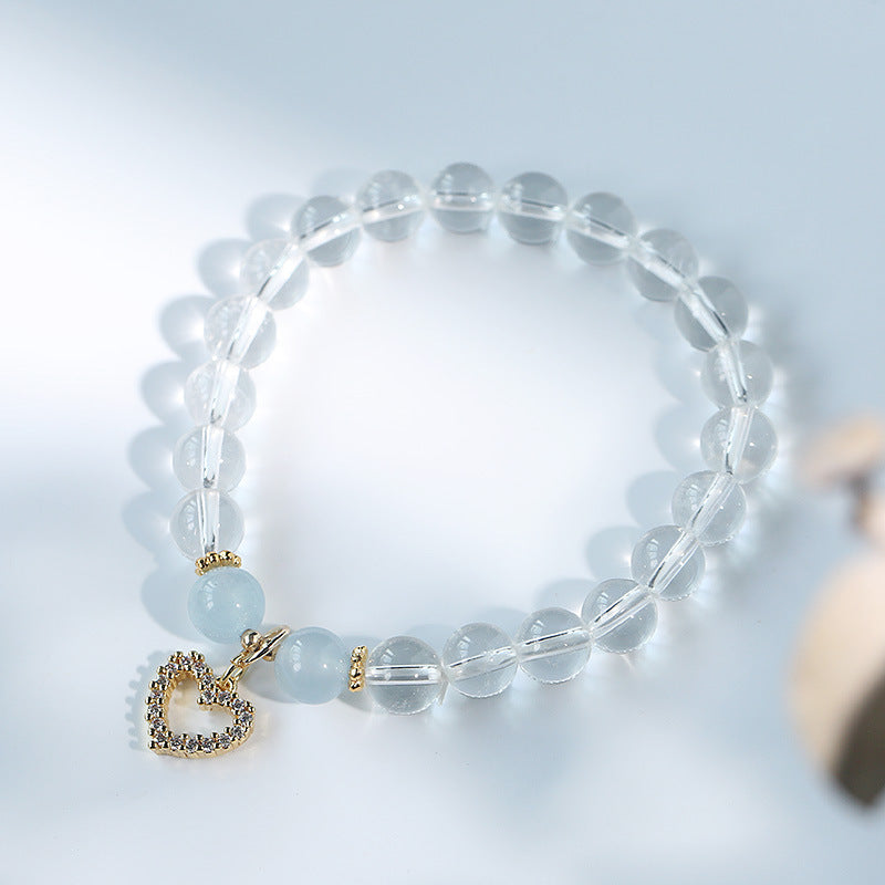 Hollow love • White crystal bracelet